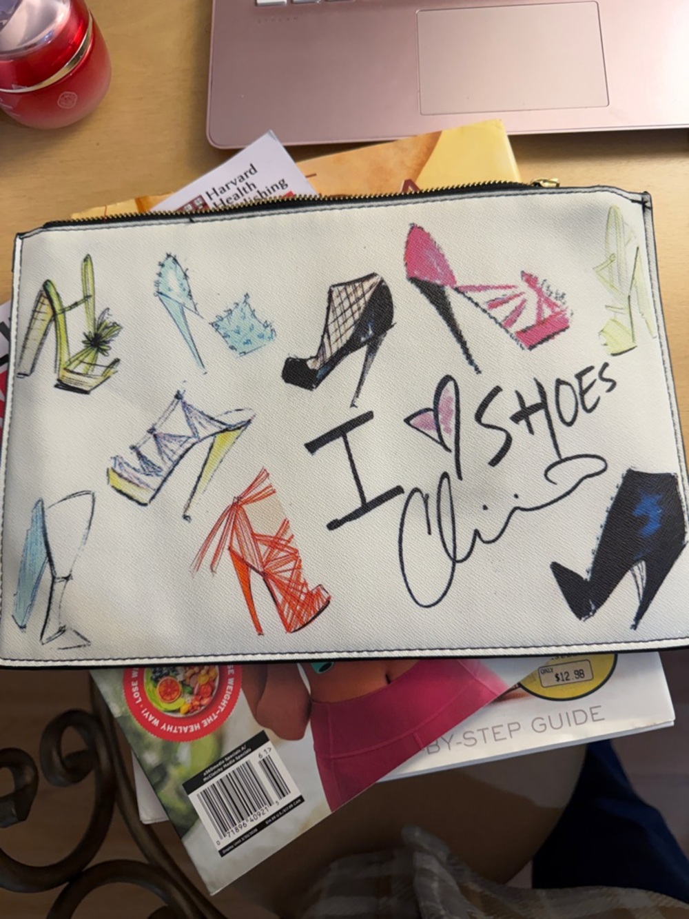 Christian Siriano Gold-Lined Cosmetic Pouch with White Exterior